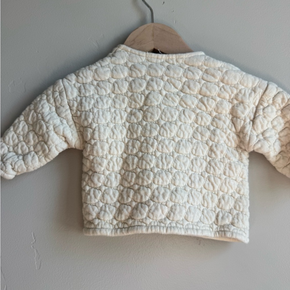 ZARA Baby Ivory Quilted Jacket Cardigan Cottagecore Neutral 1-3M Boho Scandi - Picture 3 of 4